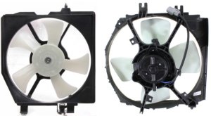 Radiator and A/C Condenser Fan Assembly Set for 1999-2000 Mazda Protege, Complete Replacement Set
