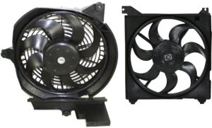 Cooling Fan Assembly Set for Hyundai Santa Fe 2001-2006, Includes Air Conditioning Fan and Radiator Fan Shroud Assembly, Replacement Part