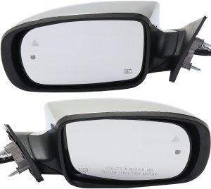 Power Mirror Pair/Set for Chrysler 300 2011-2020 Right (Passenger) & Left (Driver), Manual Folding, Heated, Chrome, with Blind Spot Detection, Memory, Puddle & Signal Light, w/o Auto Dimming, Exc. C Model Replacement