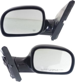 Power Heated Mirror Pair/Set for 1996-2000 Caravan, Right (Passenger) and Left (Driver), Manual Folding, Paintable, Non-Auto Dimming and Memory, Replacement