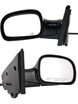 Power Heated Manual Folding Mirror Pair/Set for 2001-2007 Dodge Caravan, Right (Passenger) and Left (Driver), Paintable Replacement