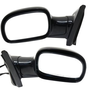 Power Mirror Pair/Set for 2001-2007 Dodge Caravan, Right (Passenger) and Left (Driver), Manual Folding, Non-Heated, Paintable Replacement