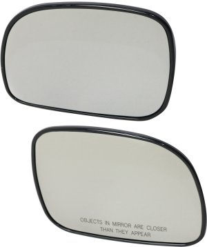 Mirror Glass Replacement Pair/Set for Chrysler Caravan/Grand Caravan/Town and Country 1996-2007, Right (Passenger) and Left (Driver), Non-Heated, with Backing Plate