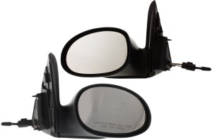 Manual Remote Non-Folding Non-Heated Textured Type 1 Mirror Pair/Set for 2004-2009 Chrysler PT Cruiser Wagon, Right (Passenger) and Left (Driver) Replacement