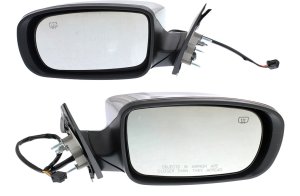 Mirror Pair/Set for Chrysler 300 (2011-2018), Right (Passenger) & Left (Driver), Power Adjustable, Manual Folding, Heated, Chrome Finish, w/o Memory, Replacement