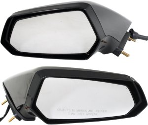 Power Mirror Pair/Set for 2010-2015 Chevrolet Camaro, Right (Passenger) and Left (Driver), Manual Folding, Non-Heated, Paintable, without Auto Dimming Replacement