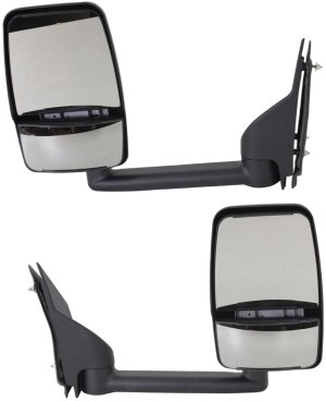 Towing Mirror Pair/Set for GMC Express/Savana Van 2003-2017, Right (Passenger) and Left (Driver), Manual Adjust and Folding, Non-Heated, Textured, Without Signal Light, Replacement