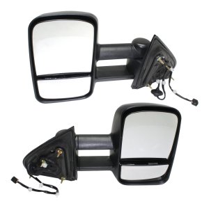 Towing Mirror Pair/Set for Chevrolet Silverado/Sierra 1500 (2014-2018), 2500 HD/3500 HD (2015-2019), Power, Manual Folding, Heated, Textured, Trailer Type, without Signal Light, Includes 2019 Silverado 1500 LD/Sierra 1500 Limited, Right (Passenger) and Left (Driver), Replacement