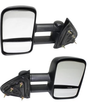 Towing Mirror Pair/Set for Chevrolet Silverado/GMC Sierra 1500 (2014-2018), Right (Passenger) and Left (Driver), Manual Adjust and Fold, Non-Heated, Textured, Trailer Type, Includes 2019 Silverado 1500 LD/Sierra 1500 Limited, Replacement