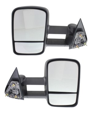 Towing Mirror Pair/Set for Chevrolet Silverado/GMC Sierra 1999-2006, Right (Passenger) and Left (Driver), Manual Adjust, Manual Folding, Non-Heated, Textured, Telescopic, Includes 2007 Classic, Replacement