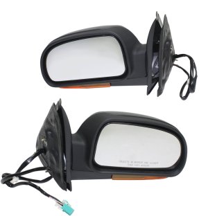 Mirror Pair/Set for Chevrolet Trailblazer 2002-2003, Right (Passenger) and Left (Driver), Power, Manual Folding, Heated, Textured, with Signal Light, without Memory Replacement