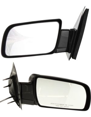 Mirror Pair/Set for Chevrolet Astro 2000-2005, Right (Passenger) and Left (Driver), Power Control, Manual Folding, Non-Heated, Paintable, Below Eyeline Replacement