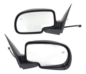 Mirror Pair/Set for Chevrolet Silverado/GMC Sierra 1999-2002, Right (Passenger) and Left (Driver), Non-Towing, Power Adjustable, Manual Folding, Heated, Paintable, Replacement