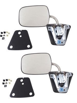 Manual Adjust Mirror Pair/Set for Chevrolet C/K Full Size Pickup 1973-1987, Suburban 1973-1991 Right (Passenger) and Left (Driver), Polished Stainless Steel, Below Eyeline, Non-Towing, Replacement 