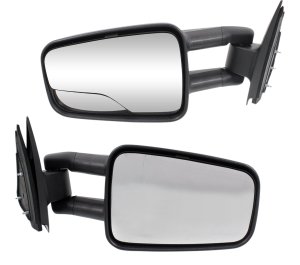 Mirror Pair/Set for GMC Sierra/Chevrolet Silverado 1999-2007, Right (Passenger) and Left (Driver), Power Control, Manual Folding, Non-Heated, Textured, Compitable with 2007 Classic and Camper, Without Wide Angle Glass - Replacement