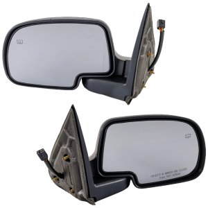 Power Mirror Pair/Set for Chevrolet Silverado/Sierra 1999-2006, Includes 2007 Classic, Right (Passenger) and Left (Driver), Non-Towing, Manual Folding, Heated, Textured, with Puddle Light, without Memory and Signal Light Replacement