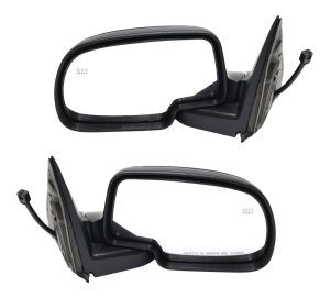 Mirror Pair/Set for 2000-2002 Chevrolet Silverado/GMC Sierra, Right (Passenger) and Left (Driver), Non-Towing, Power Adjustable, Manual Folding, Heated, Paintable, with Puddle Light, without Memory and Signal Light, Replacement