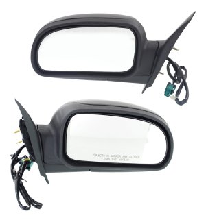 Mirror Pair/Set for Chevrolet Trailblazer 2002-2009, Right (Passenger) and Left (Driver), Power Adjustment, Manual Folding, Heated, Textured, without Signal Light, Replacement