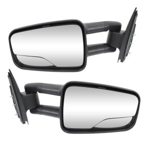 Mirror Pair/Set for Chevrolet Silverado/Sierra 1999-2007, Includes Right (Passenger) and Left (Driver), Manual Folding, Non-Heated, with Blind Spot Glass, Textured Black, Camper Style, Includes 2007 Classic, Replacement