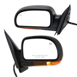 Power Mirror Pair/Set for 2004-2007 Chevrolet Trailblazer, Right (Passenger) and Left (Driver), Manual Folding, Heated, Paintable, with Memory and Signal Light Replacement
