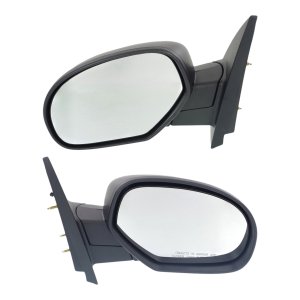 Replacement Mirror Pair/Set for Chevrolet Silverado 2007-2013/Suburban 2007-2014, Right (Passenger) and Left (Driver), Non-Towing, Manually Adjustable, Manual Folding, Non-Heated, Textured, Without Memory, with Puddle and Signal Light