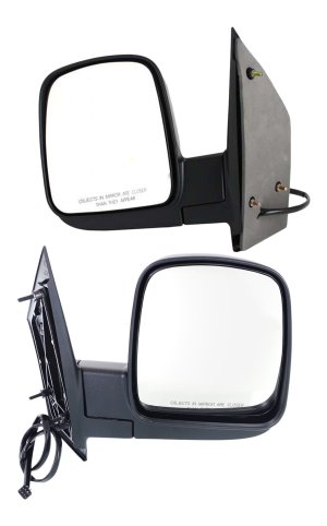 Mirror Pair/Set for 2003-2007 Express/Savana Van, Right (Passenger) and Left (Driver), Non-Towing, Power Operated, Manually Foldable, Heated, Textured and Standard Type - without Signal Light, Replacement