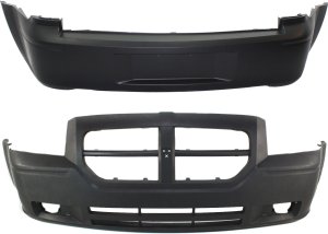 Front and Rear Bumper Cover Set for 2005-2007 Dodge Magnum, Primed (Ready to Paint), Excludes SRT-8 Model - Replacement