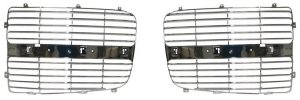 Grille Insert Pair/Set for 2002-2005 Dodge Full Size Pickup, Right (Passenger) and Left (Driver) Horizontal Bar, Chrome Replacement