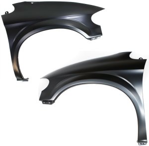 Pair/Set - Front Fender Right (Passenger) and Left (Driver) for 2001-2007 Dodge Caravan, Grand Caravan, Chrysler Town and Country, Plymouth Voyager, Primed (Ready to Paint) Replacement