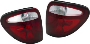 Tail Light Lens and Housing Pair/Set for 2001-2003 Chrysler Town & Country, Right (Passenger) and Left (Driver), Replacement