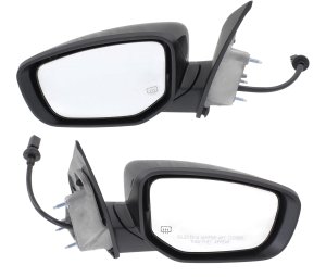 Mirror Pair/Set for 2014-2015 Dodge Dart, Right (Passenger) and Left (Driver), Manual Folding, Heated, Paintable, Without Puddle and Signal Lights Replacement