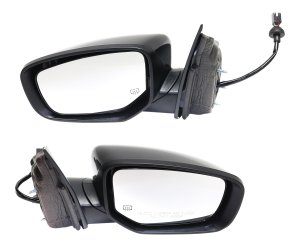Power Mirror Pair/Set for 2016 Dodge Dart, Right (Passenger) and Left (Driver), Manual Folding, Heated, Paintable, without Signal Light, Replacement
