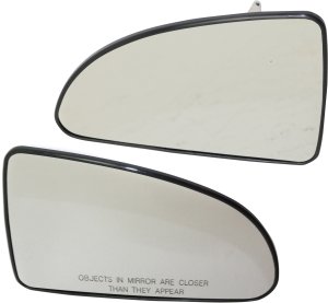 Mirror Glass Replacement Pair/Set for Chevrolet Cobalt 2005-2010, G5 2007-2009, Right (Passenger) and Left (Driver), Non-Heated, Coupe/Sedan, with Backing Plate