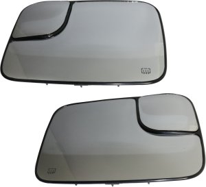 Heated Towing Mirror Glass Replacement Pair/Set for Dodge Full Size Pickup 1500 (2002-2004), 2500/3500 (2003-2004) with Backing Plate, Right (Passenger) and Left (Driver), All Cab Types, w/ Towing Package