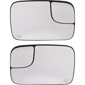 Pair/Set - Heated Towing Mirror Glass with Backing Plate for 2005-2008 Dodge Full Size Pickup, Right (Passenger) and Left (Driver), All Cab Types, w/ Towing Package Replacement