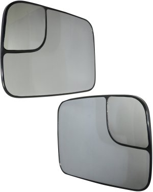 Mirror Glass Pair/Set for 2005-2008 Dodge Full Size Pickup 1500 and 2005-2009 2500/3500, Right (Passenger) and Left (Driver), Non-Heated, Towing, All Cab Types, with Towing Package and Backing Plate Replacement