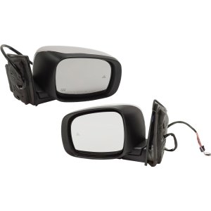 Power Heated Chrome Mirror Pair/Set for Dodge Grand Caravan/Chrysler Town & Country 2009-2016, Right (Passenger) and Left (Driver), Manual Folding, w/ Blind Spot Detection and Signal Light, w/o Memory and Side Object Sensor Replacement