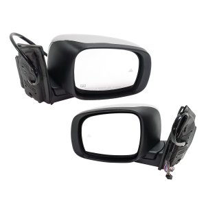 Replacement Mirror Pair/Set for 2009-2016 Chrysler Grand Caravan/Town & Country, Right (Passenger) and Left (Driver), Power, Manual Folding, Heated, Chrome, without Memory, with Signal Light and Blind Spot Detection, without Side Object Sensor.