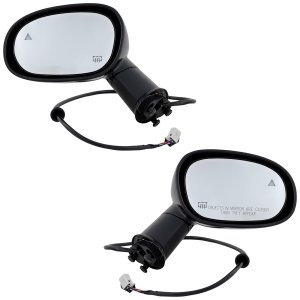 Power Heated Mirror Pair/Set for 2015-2019 Dodge Challenger, Right (Passenger) and Left (Driver), Manual Folding, Paintable, with Blind Spot Detection in Glass, Replacement
