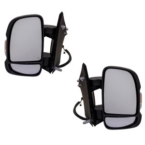 Power Folding, Heated, Textured, Non-Extended Mirror Pair/Set for 2014-2023 RAM ProMaster Van, Right (Passenger) and Left (Driver) Replacement, with Signal Light