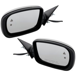 Pair/Set - Power Heated Paintable Mirror Pair/Set for Dodge Charger 2011-2019, Right (Passenger) and Left (Driver), Manual Folding, with Memory, Puddle Light, Blind Spot Detection, without Auto Dimming, Signal Light, Replacement