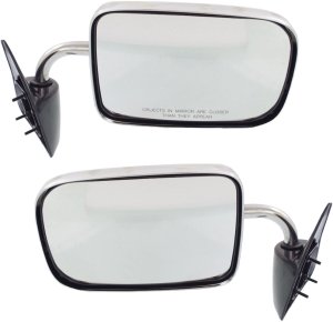 Manual Adjust & Fold Mirror Pair/Set for 1987-1996 DODGE DAKOTA, Right (Passenger) and Left (Driver), Non-Heated, Chrome, 6x9 in - Replacement