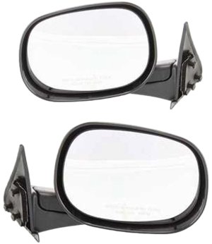 Manual Adjust Non-Towing Mirror Pair/Set for Dodge RAM 1500 Pickup 1998-2001, RAM 2500/3500 Pickup 1998-2002, Right (Passenger) and Left (Driver), Manual Folding, Non-Heated, Textured Replacement