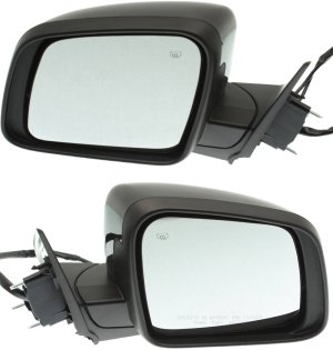 Power Mirror Pair/Set for 2011-2021 Dodge Durango, Right (Passenger) and Left (Driver), Manual Folding, Heated, with Memory and Signal Light, Without Blind Spot Detection and Auto-Dimming, Paintable Replacement
