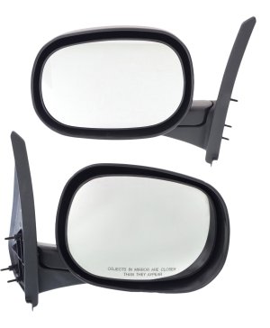 Pair/Set - Manual Adjust and Folding Non-Towing Textured Mirror for 1998-2003 Dodge Full Size Van, Right (Passenger) and Left (Driver) Side, Non-Heated, Replacement