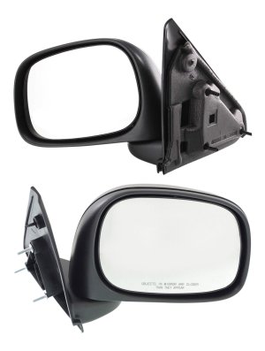 Manual Adjust Mirror Pair/Set for 2002-2008 Dodge RAM 1500 Pickup, 2003-2009 RAM 2500/3500 Pickup, Right (Passenger) and Left (Driver), Non-Towing, Manual Folding, Non-Heated, Textured, ST Model Replacement