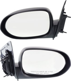 Manual Adjust Mirror Pair/Set for Dodge Caliber 2007-2012, Right (Passenger) and Left (Driver), Non-Folding, Non-Heated, Textured Replacement