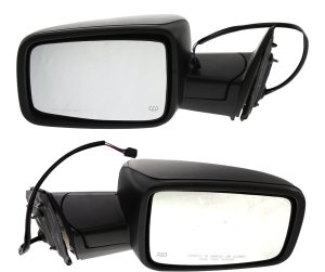 Mirror Pair/Set for Dodge RAM 1500 Pickup 2009-2013, RAM 2500 Pickup 2010-2012, Right (Passenger) & Left (Driver), Non-Towing, Power Adjustable, Manual Folding, Heated, Textured, without Memory, with Puddle Light and Signal Light, Replacement