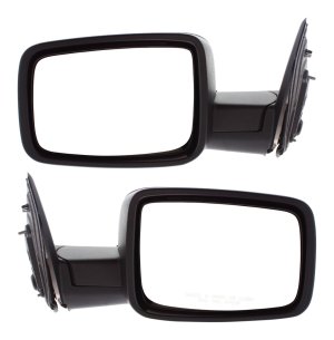 Mirror Pair/Set for 2009-2012 RAM 1500/2500 Pickup, Right (Passenger) and Left (Driver), Manual Adjust and Fold, Non-Heated, Textured, Without Memory, With Puddle and Signal Light, Replacement