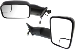 Towing Mirrors for Dodge RAM Full Size Pickup 1994-1997, Right (Passenger) and Left (Driver), Power Adjustment, Manual Folding, Non-Heated, Textured Replacement